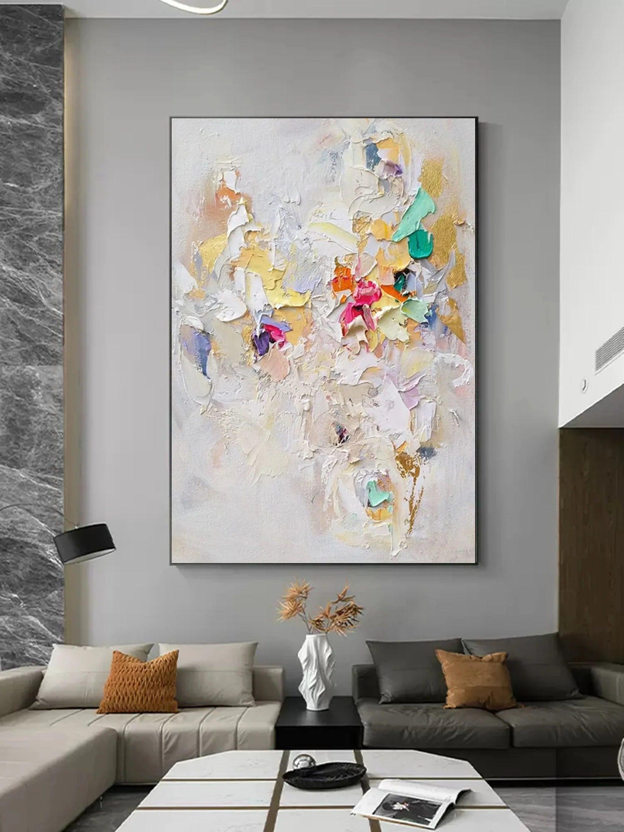 Whispers of Color-Abstract Wall Art With Beige Colored Block Texture - artextured