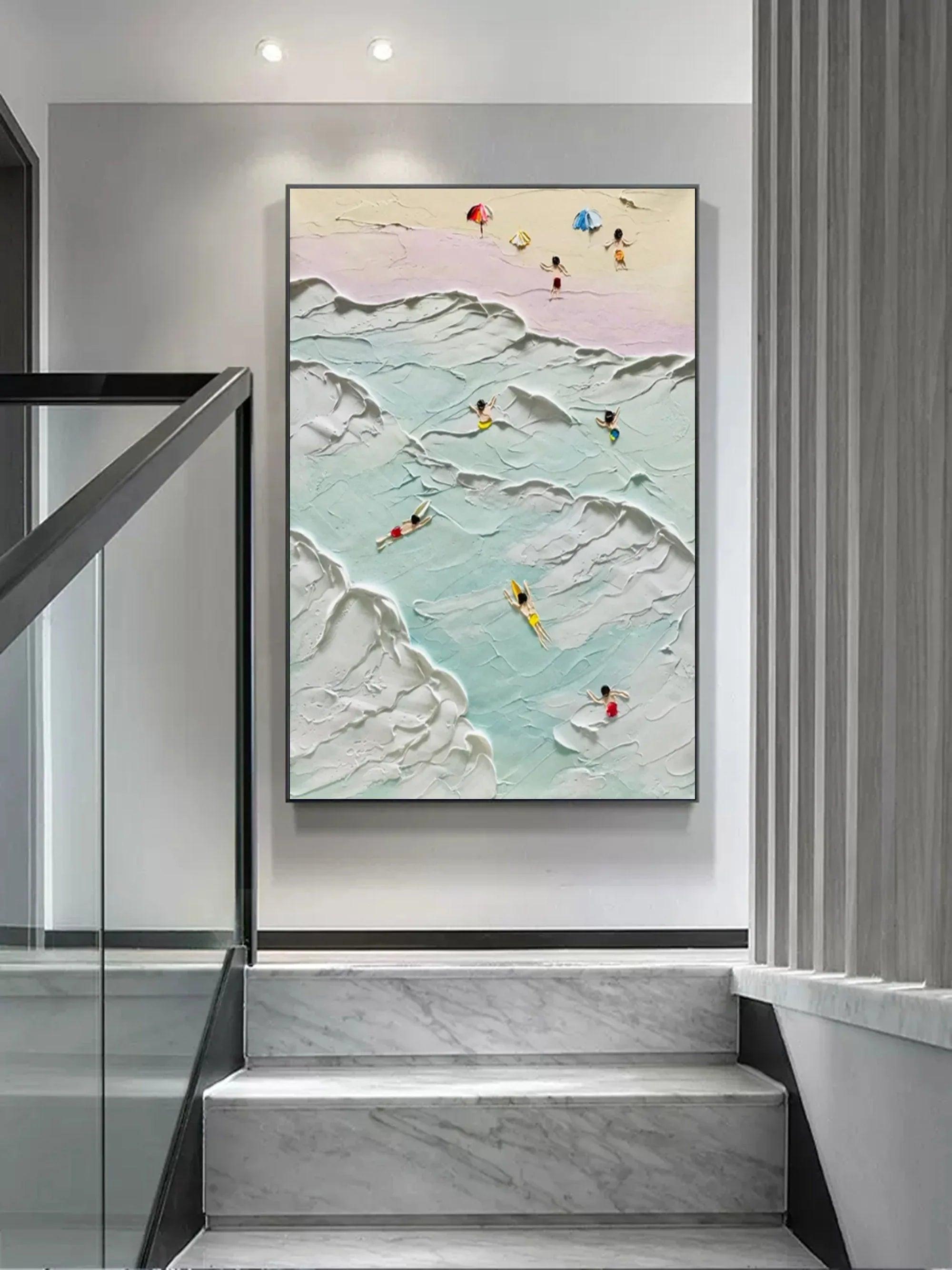 Coastal Bliss-Vertical Thick Coating Three-Dimensional Color Texture Abstract Wall Art - artextured