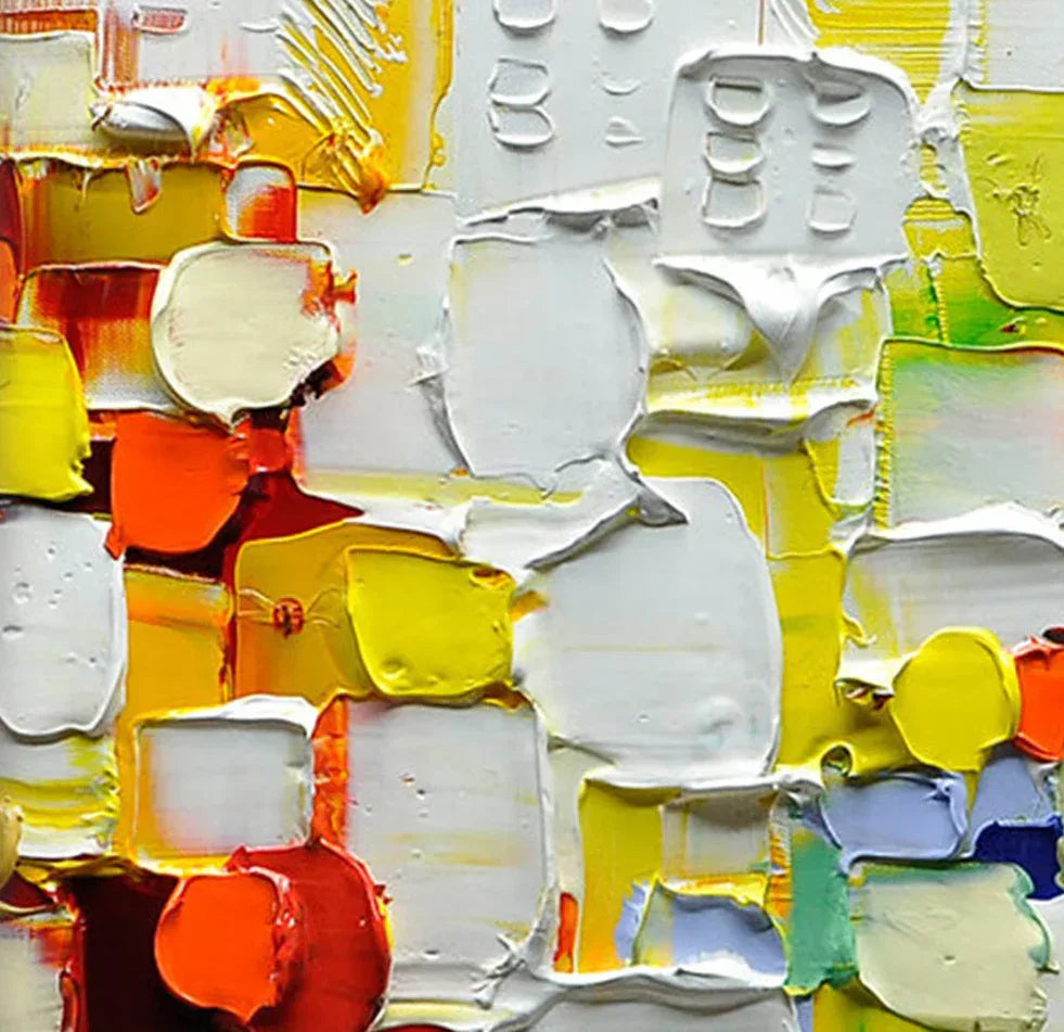 Color Symphony - Hand Drawn Thick Painted Urban Abstract Geometric Wall Art - artextured