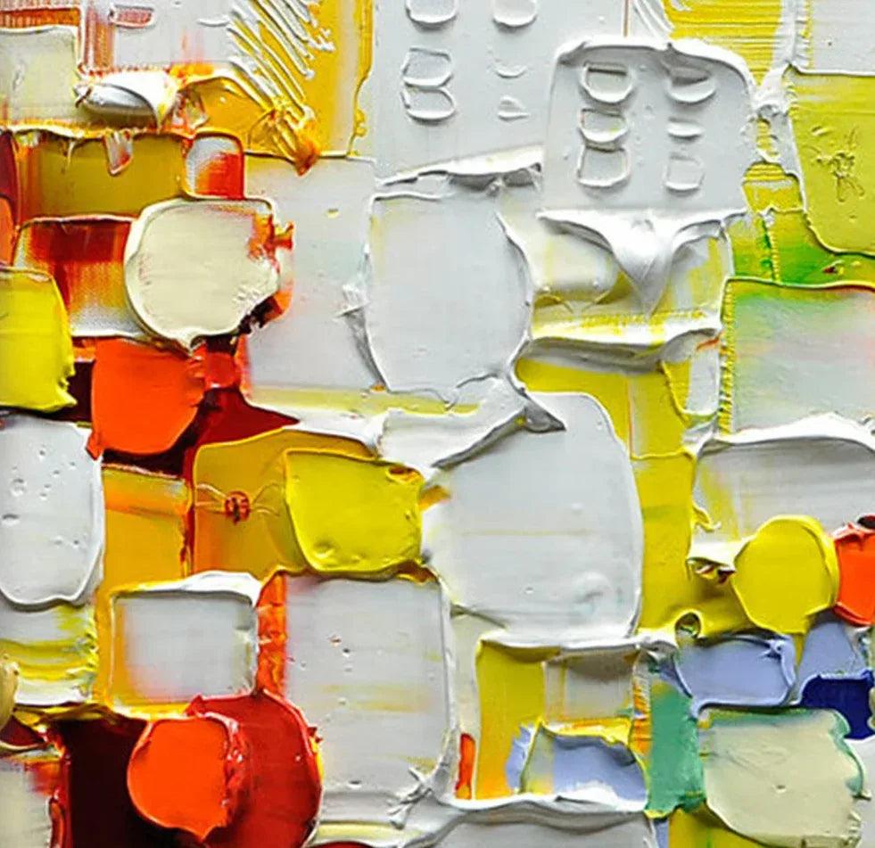 Vivid Mosaic - Square Three-Dimensional Urban Abstract Oil Painting Wall Art - artextured