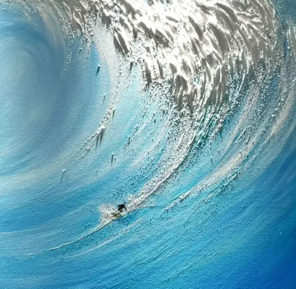 Ocean's Fury - Hand drawn 3D Wave Surfing Texture Wall Art - artextured