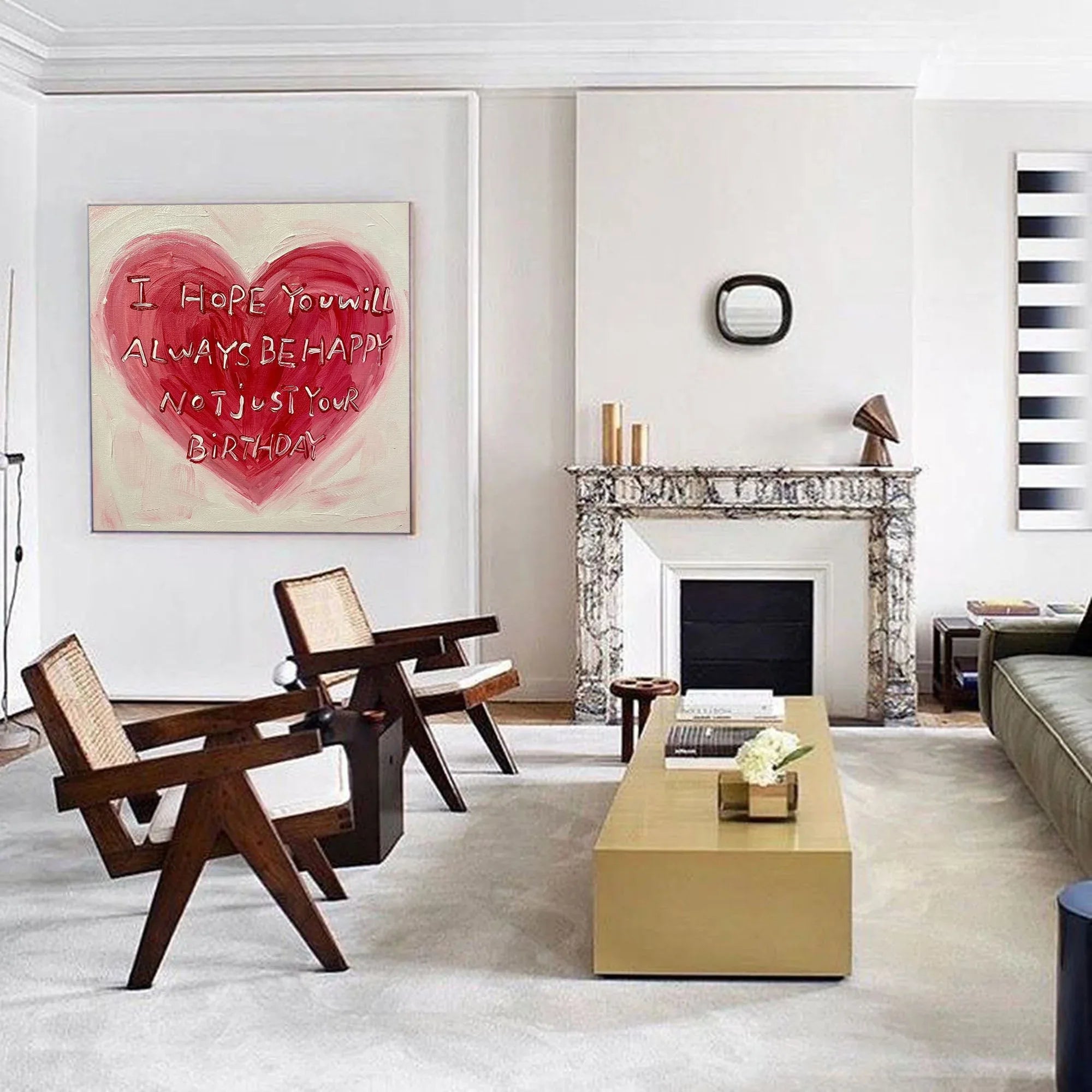 Heartfelt Red Abstract Oil Painting – Inspirational Birthday Text Art - artextured