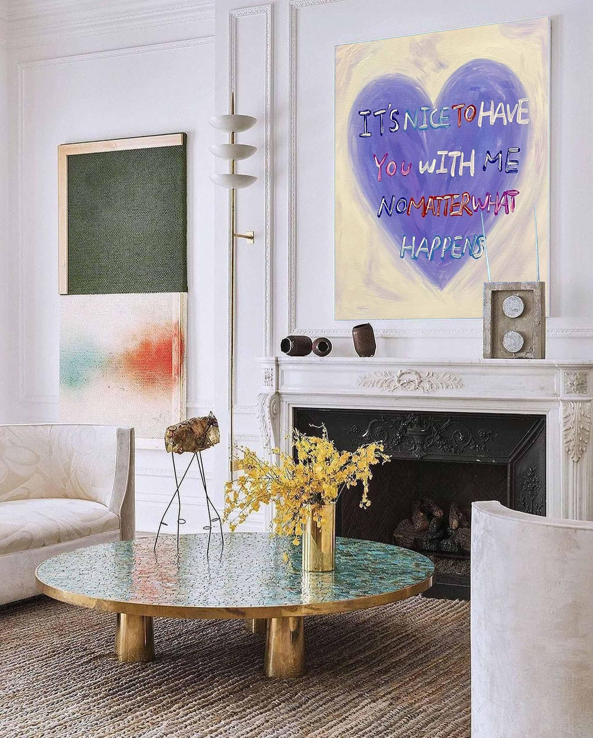 Heartfelt Abstract Oil Painting – Inspirational Text Art for Walls - artextured