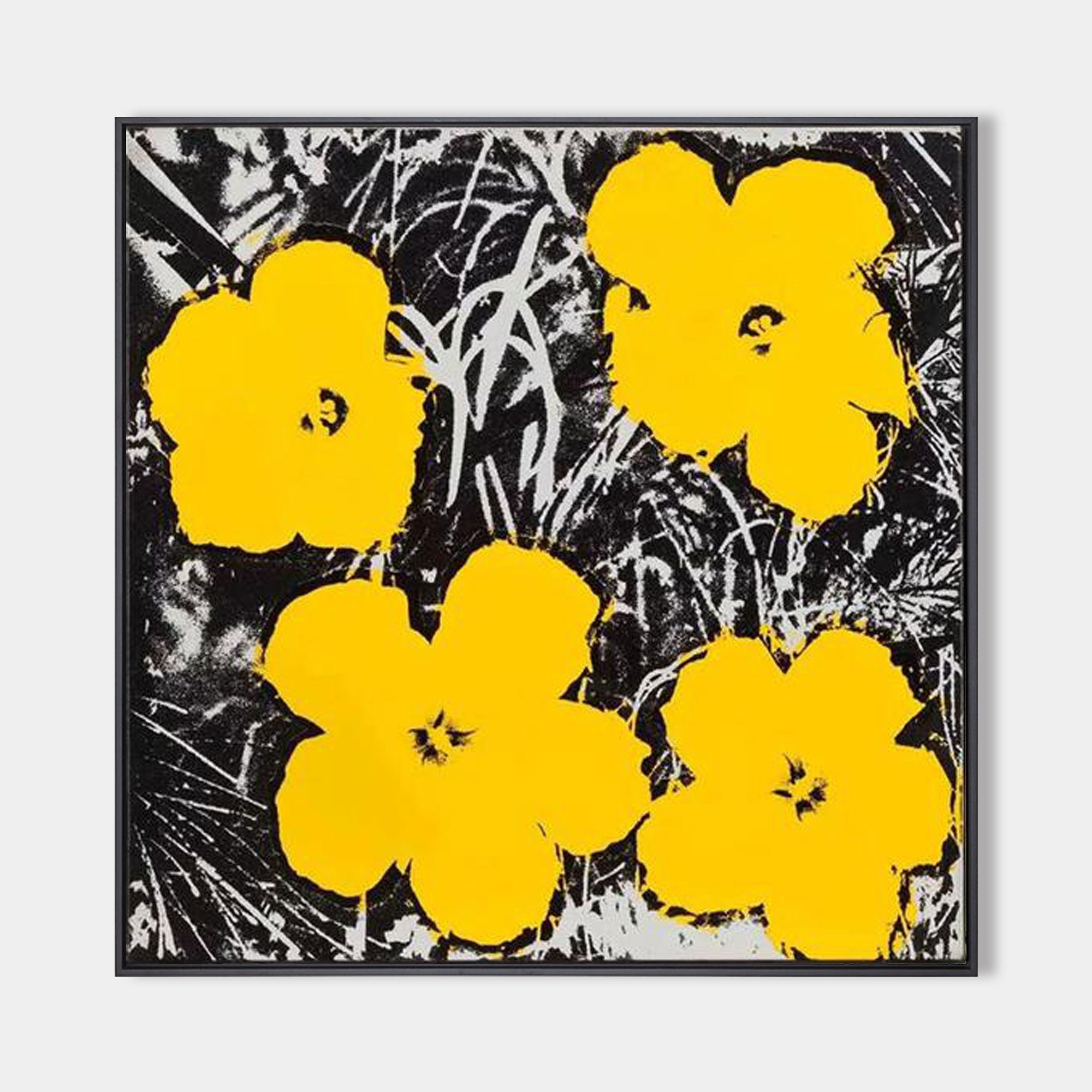 Golden Blooms: Abstract Floral Canvas Art
