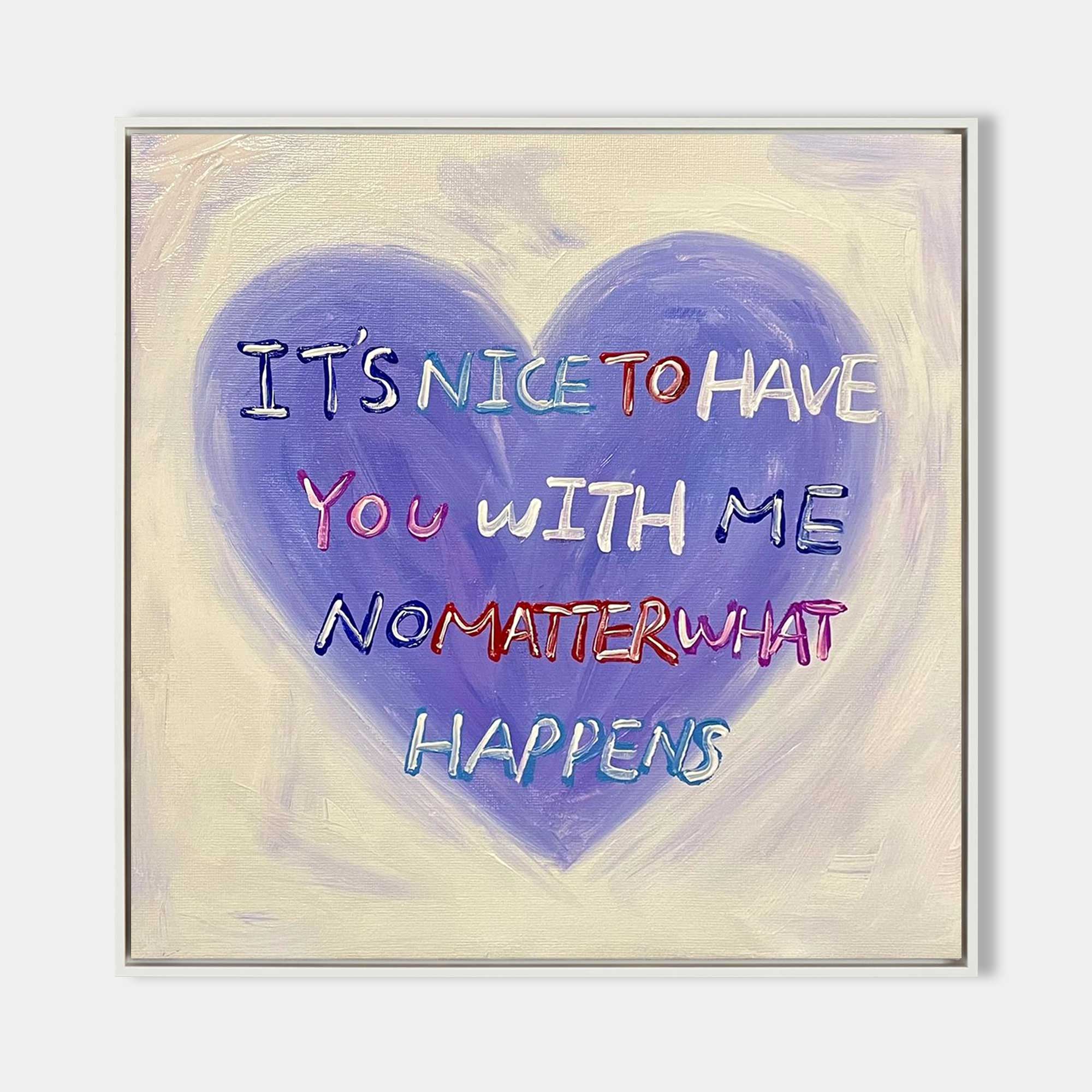 Heartfelt Abstract Oil Painting – Inspirational Text Art for Walls