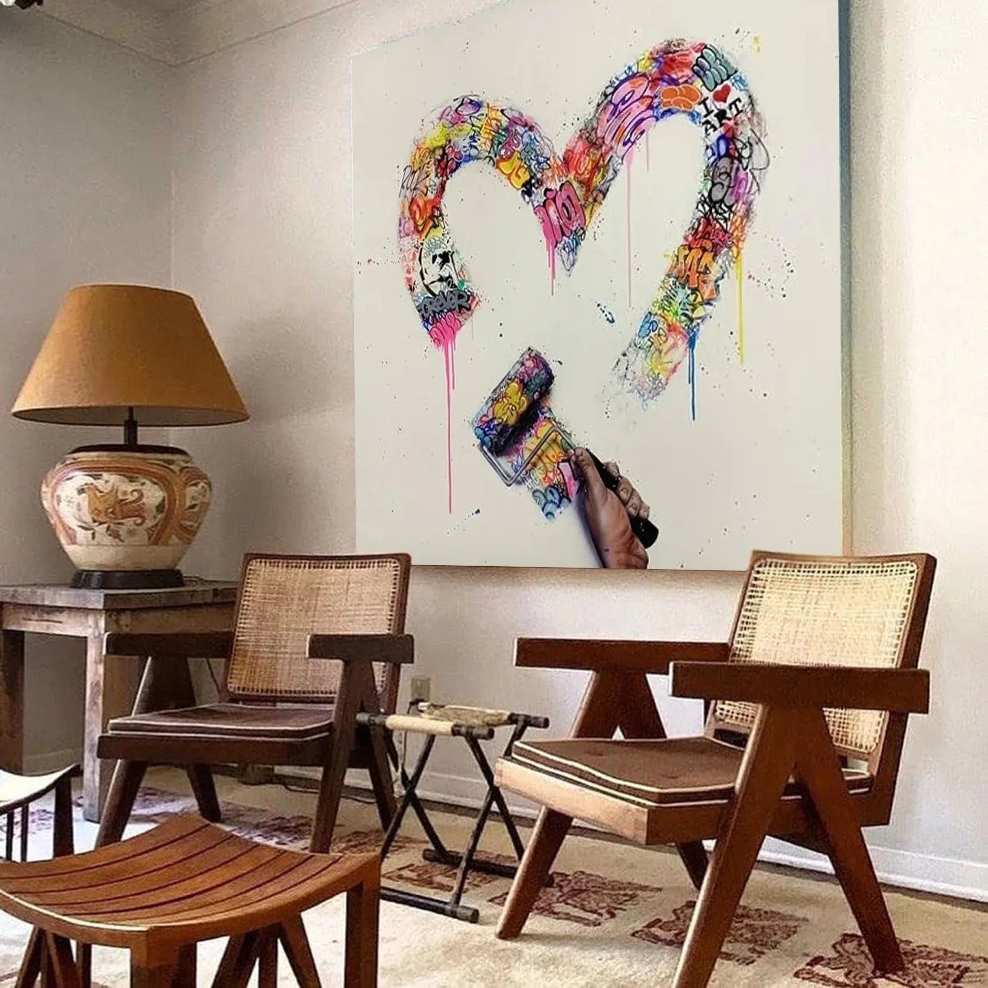 Graffiti Heart Expression-Personalized Graffiti Love Abstract Oil Painting Wall Art - artextured