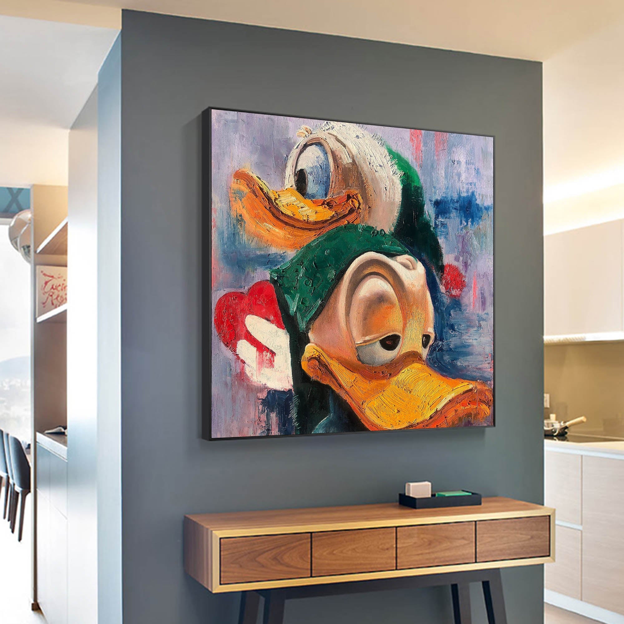 Playful Ducks Abstract Canvas-Cartoon Abstract Oil Painting Wall Art for Modern Interior Decoration