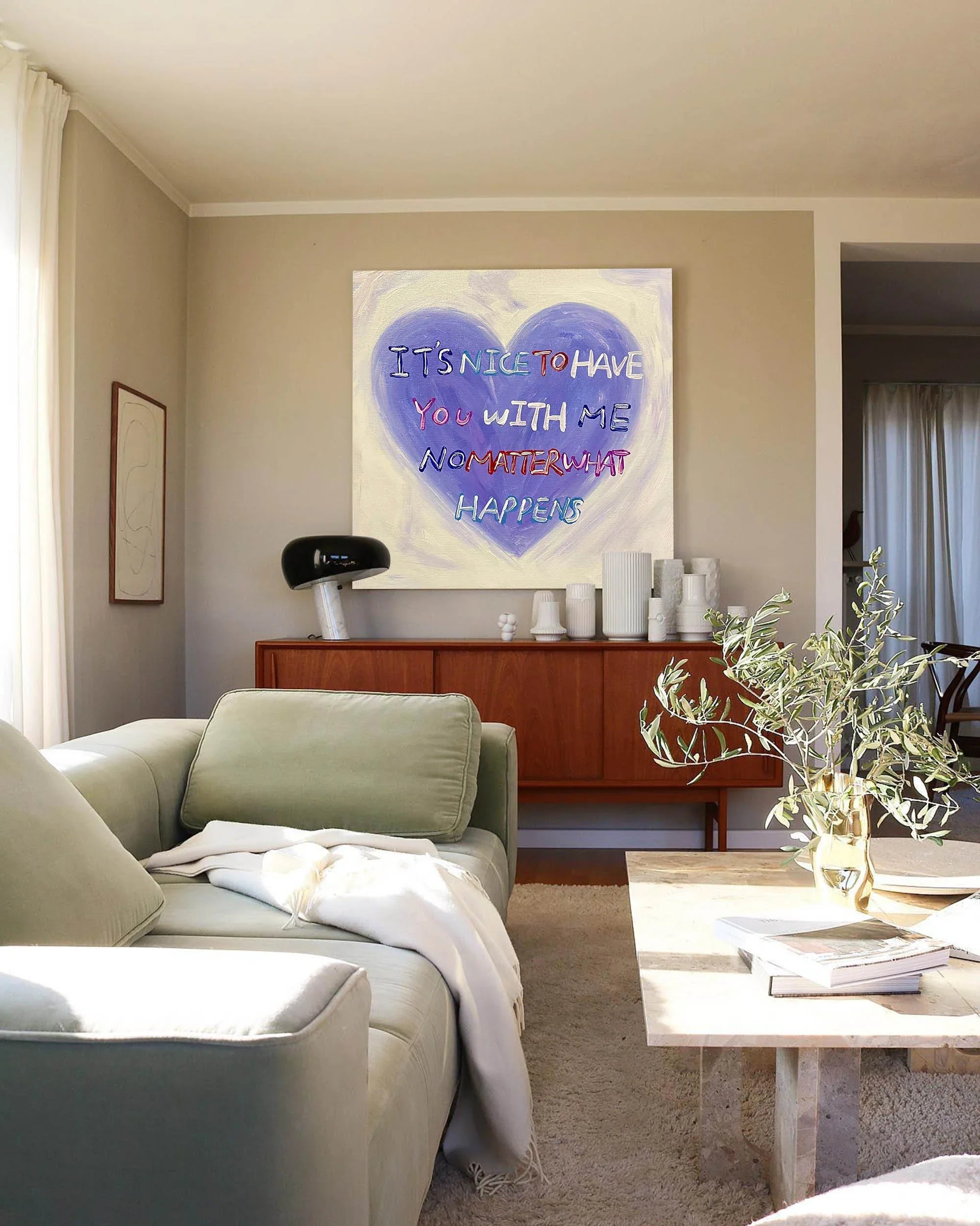 Heartfelt Abstract Oil Painting – Inspirational Text Art for Walls - artextured