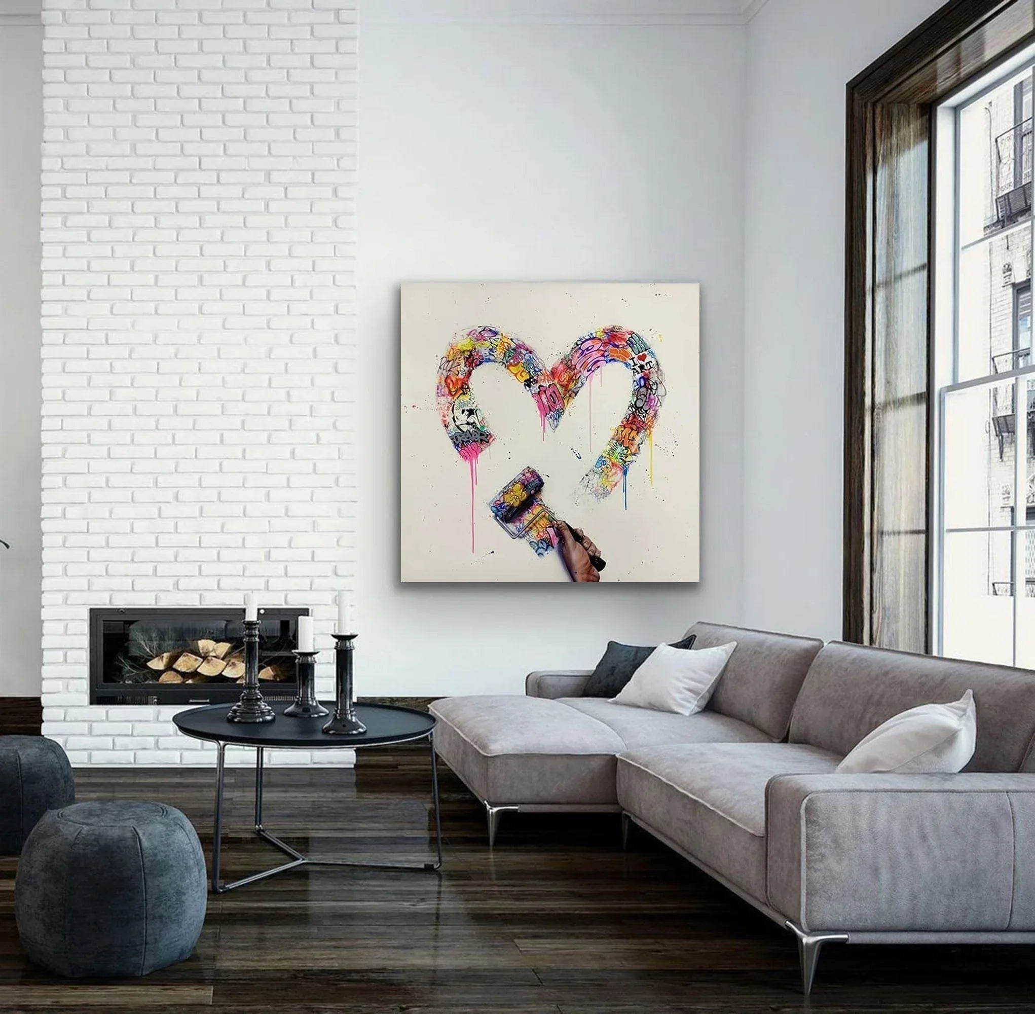 Graffiti Heart Expression-Personalized Graffiti Love Abstract Oil Painting Wall Art - artextured