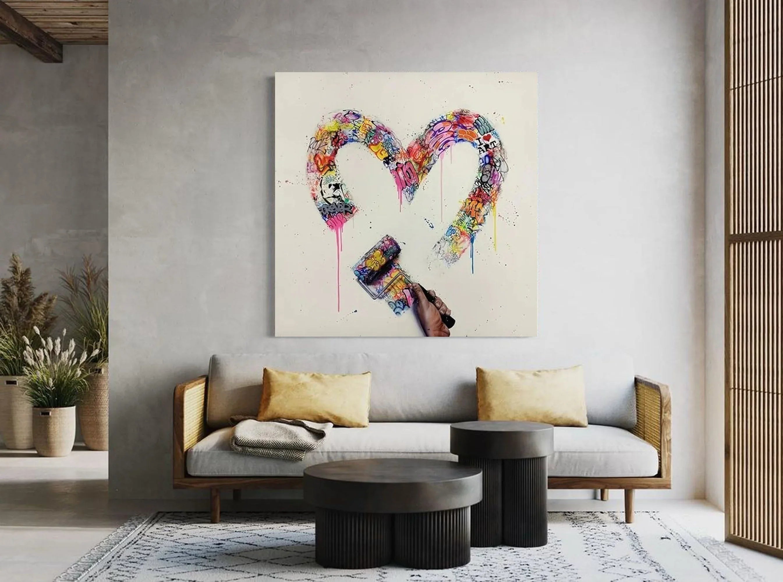 Graffiti Heart Expression-Personalized Graffiti Love Abstract Oil Painting Wall Art - artextured