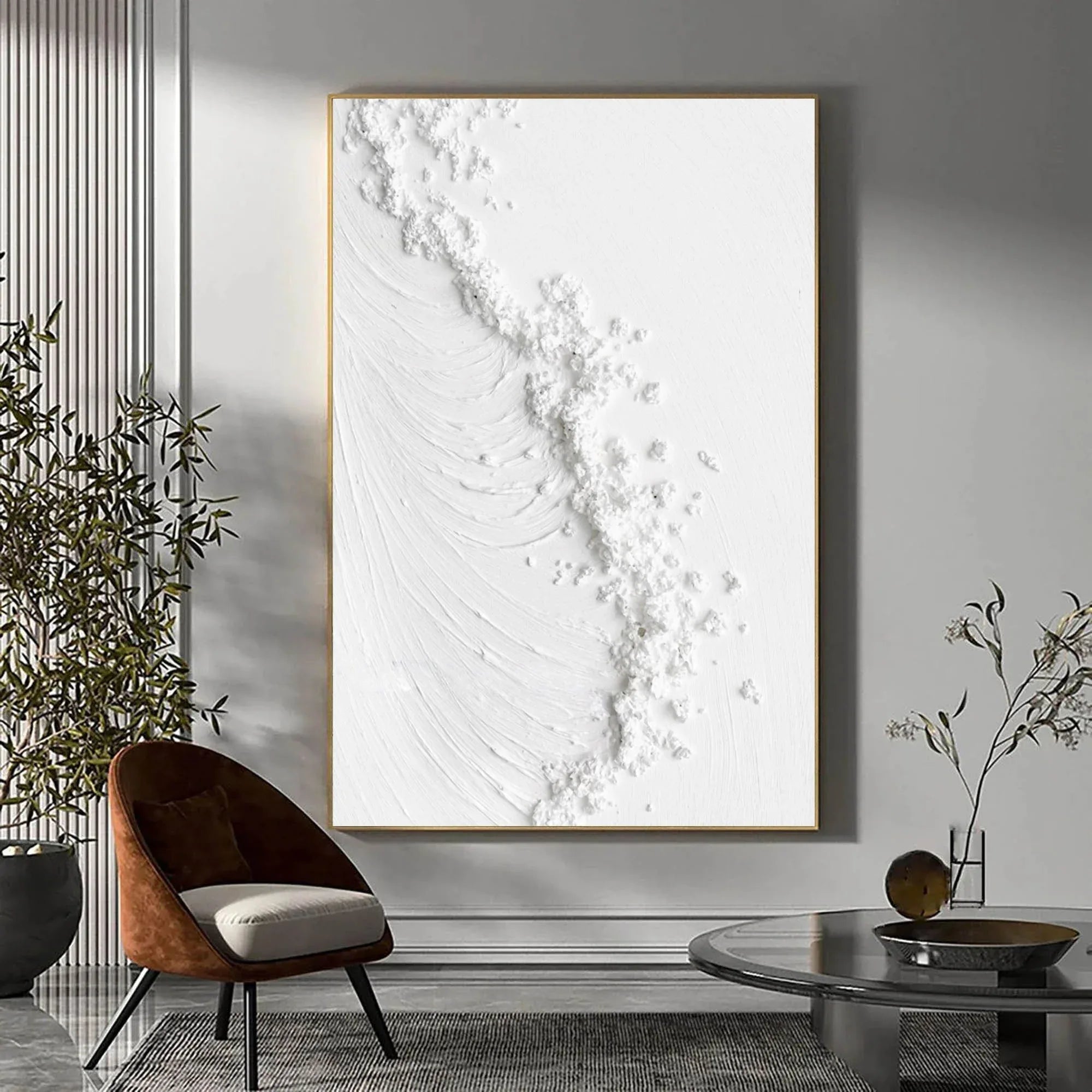 Frosted Harmony Drift-Modern Minimalist Flowing Wave Texture Wall Art - artextured