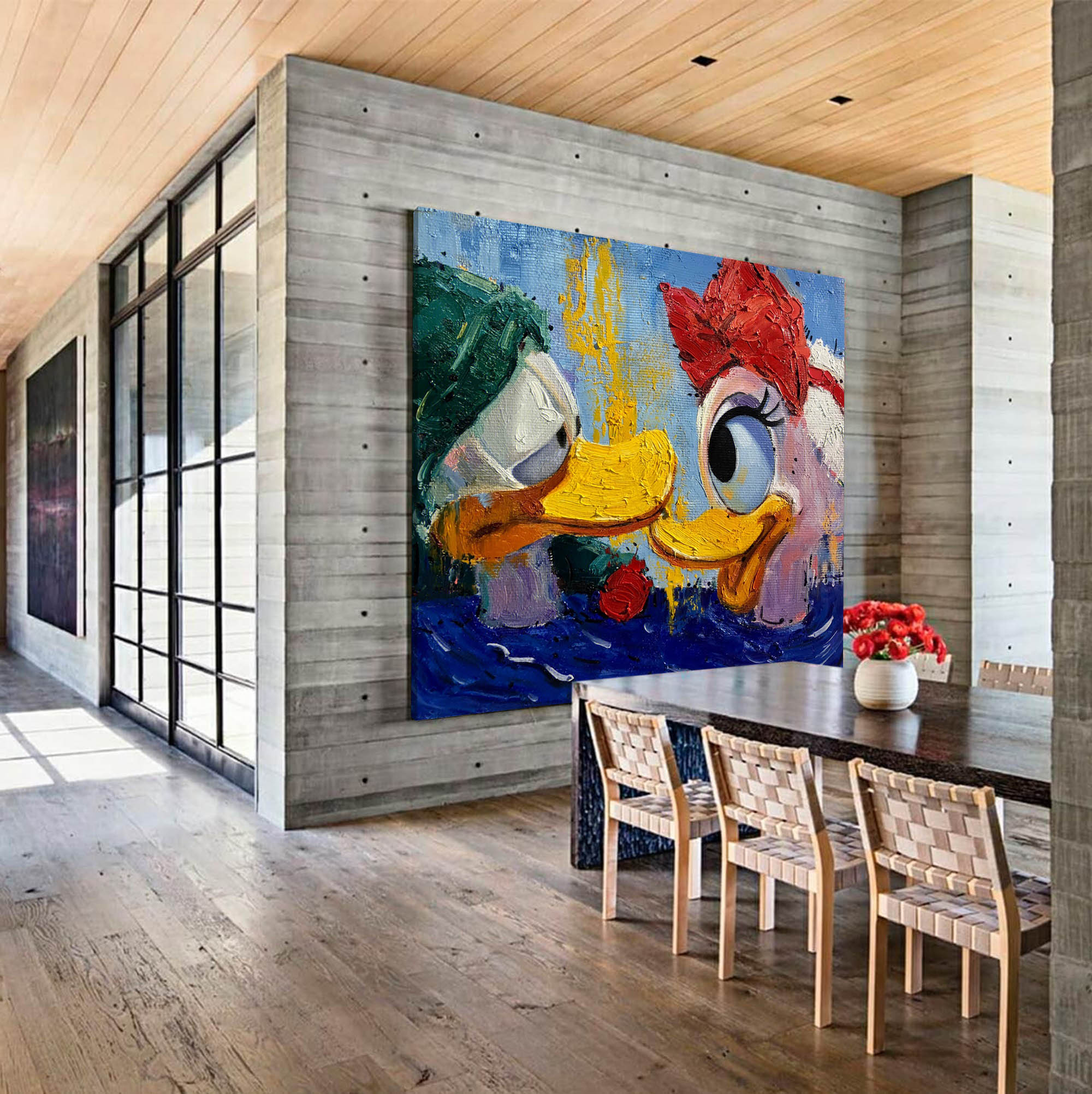 Ducks in Love Abstract Canvas-Modern Personality Abstract Duck Wall Art