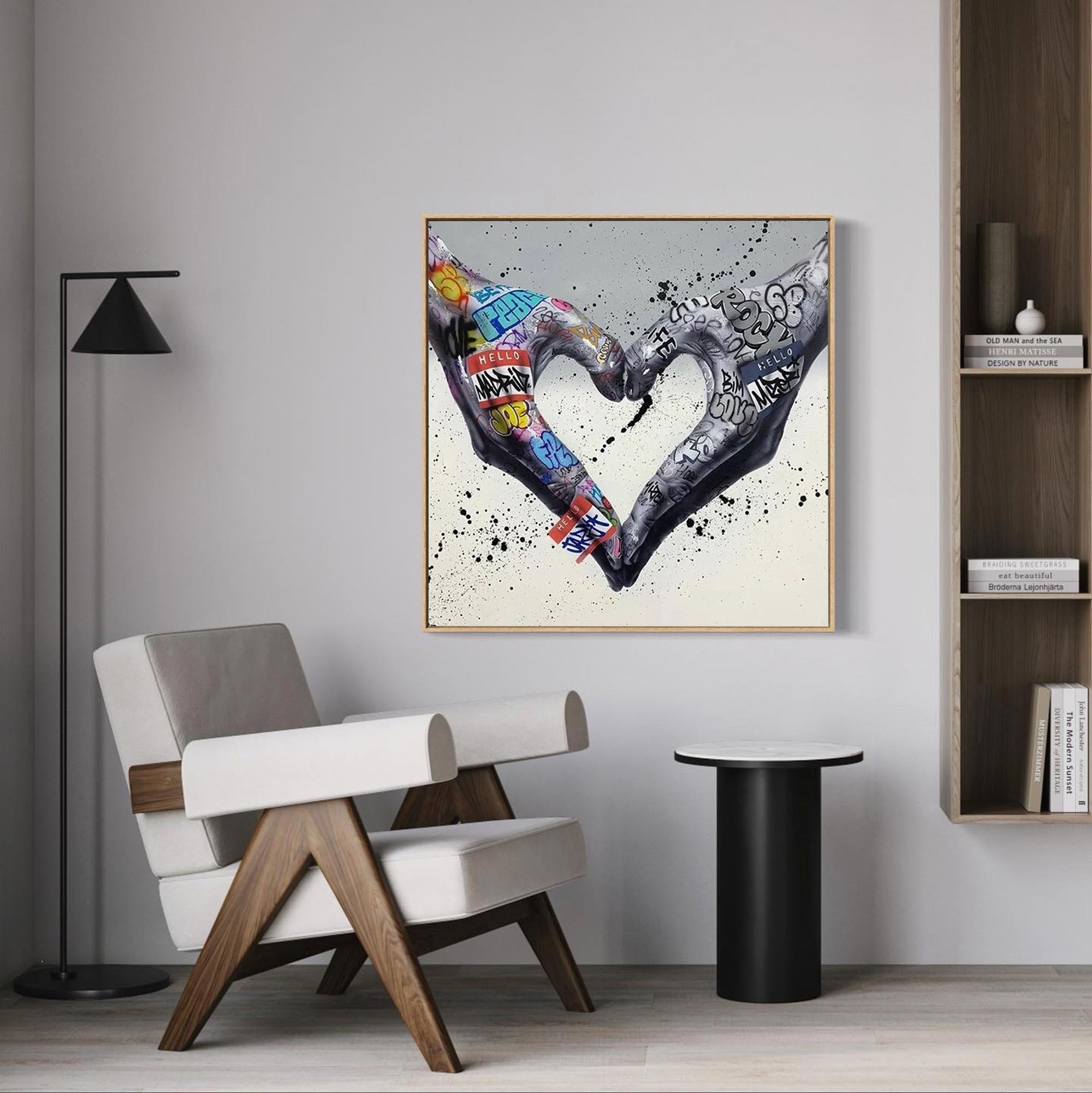 Graffiti Hands Heart Shape Art - Modern Street Style Canvas Wall Decor