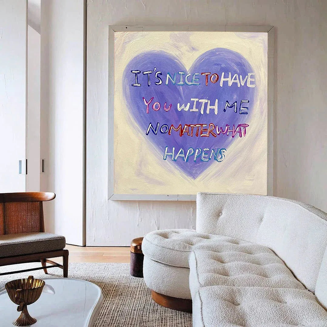 Heartfelt Abstract Oil Painting – Inspirational Text Art for Walls - artextured
