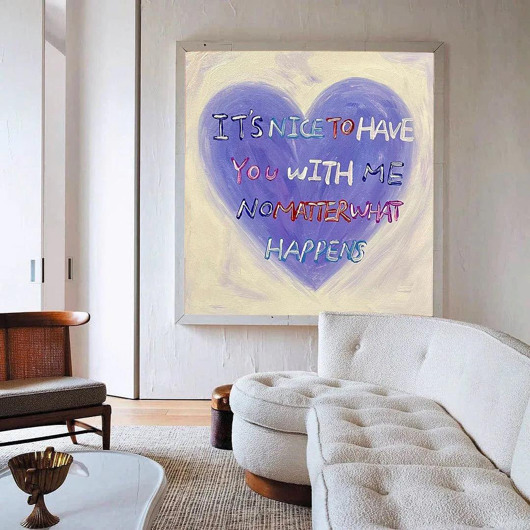 Heartfelt Abstract Oil Painting – Inspirational Text Art for Walls - artextured