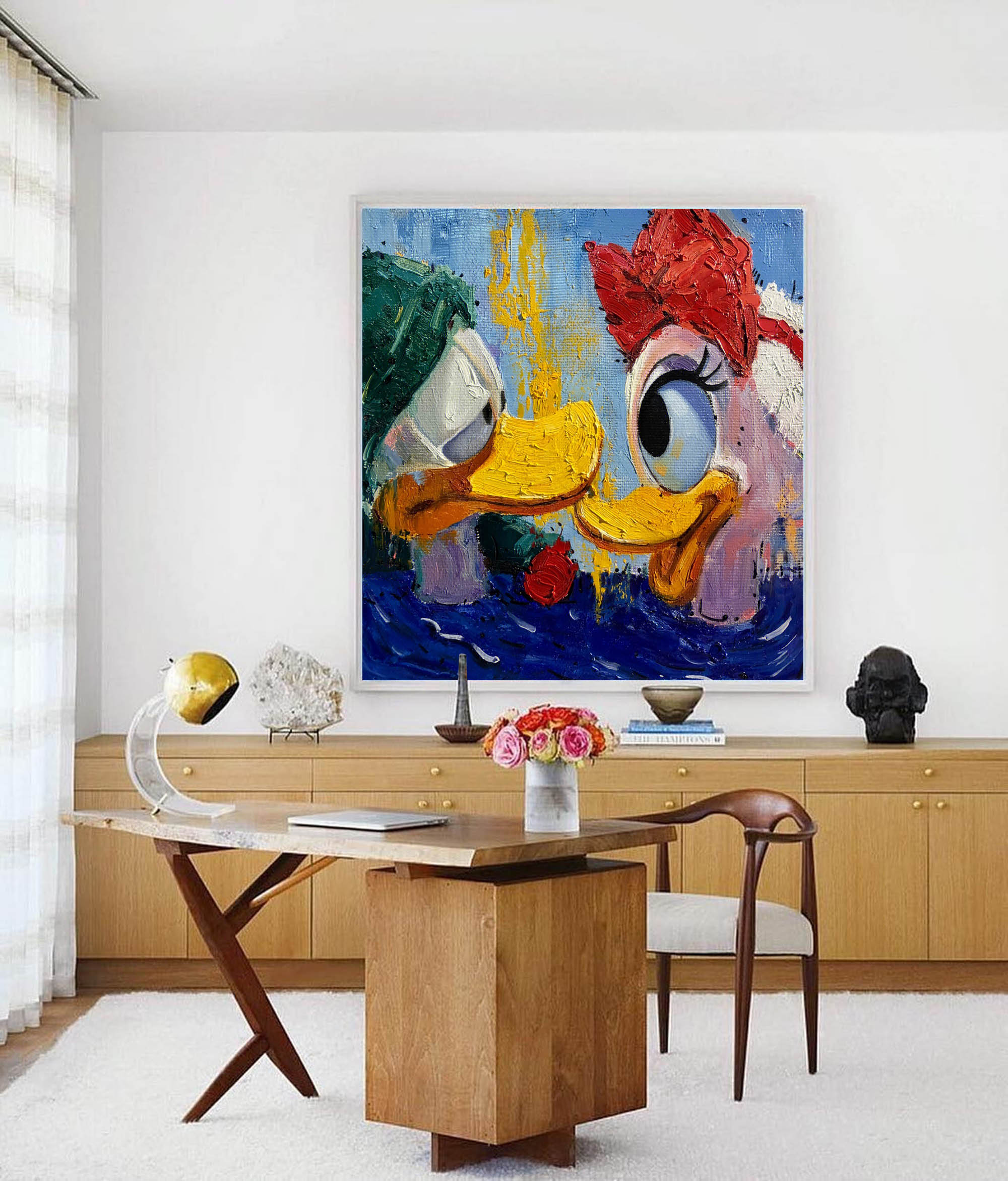 Ducks in Love Abstract Canvas-Modern Personality Abstract Duck Wall Art