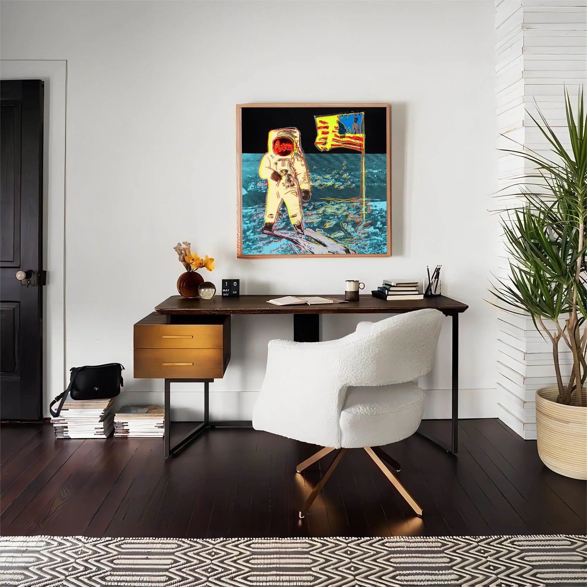 Cosmic Pioneer-High Contrast Astronaut Abstract Wall Art - artextured