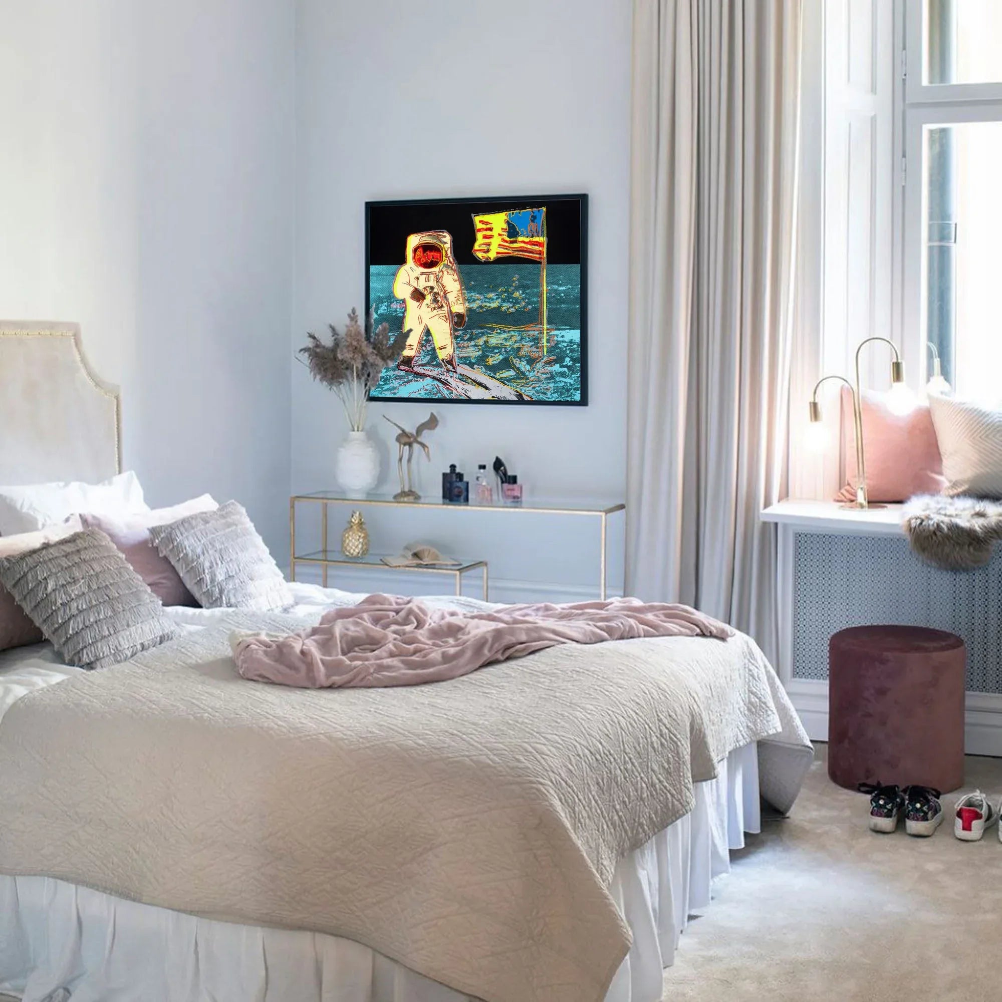 Cosmic Pioneer-High Contrast Astronaut Abstract Wall Art - artextured