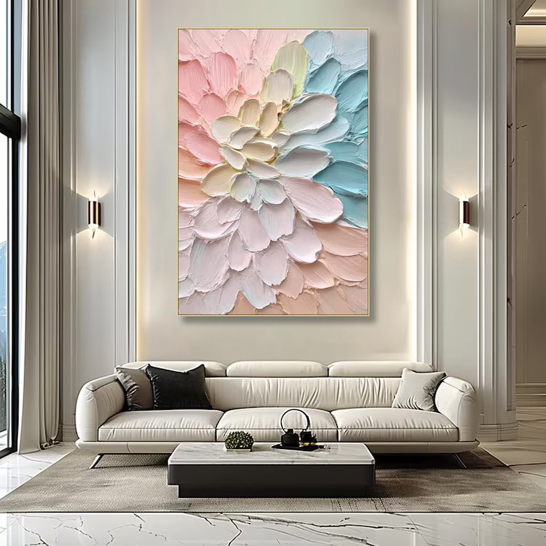Blooming Serenity - 3D Textured Floral Canvas Painting#AB0602001