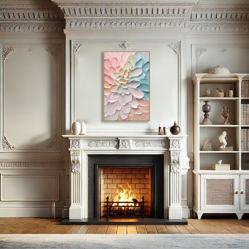 Blooming Serenity - 3D Textured Floral Canvas Painting#AB0602001