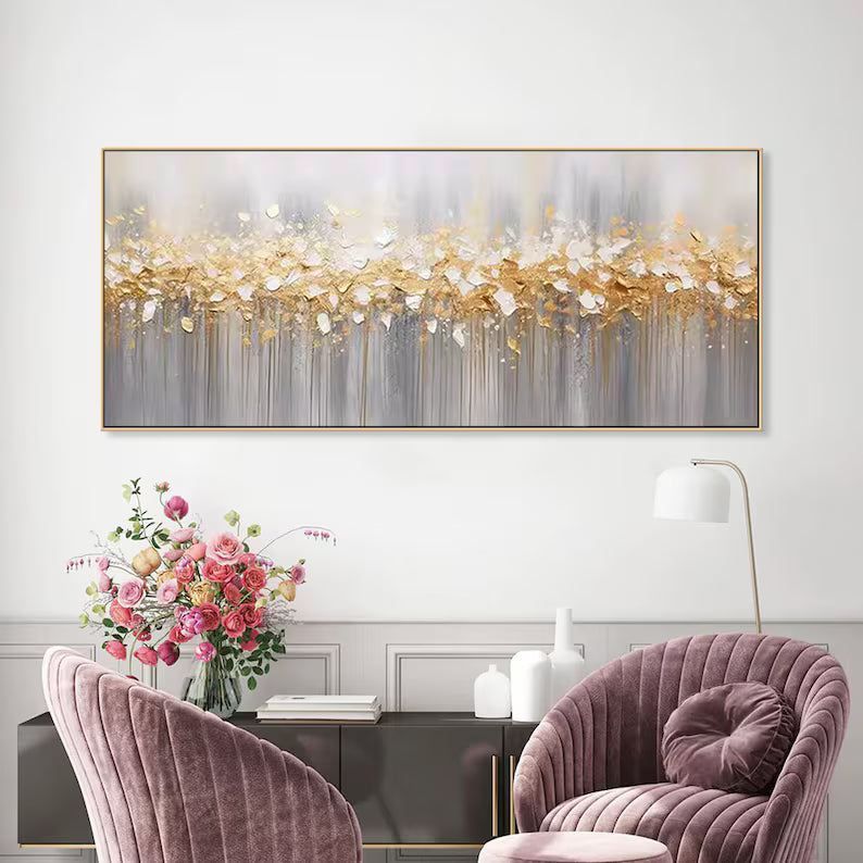 Gilded Whisper - Textured Gold Abstract Canvas Painting#AB0602003