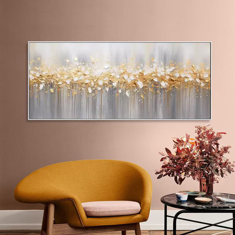 Gilded Whisper - Textured Gold Abstract Canvas Painting#AB0602003