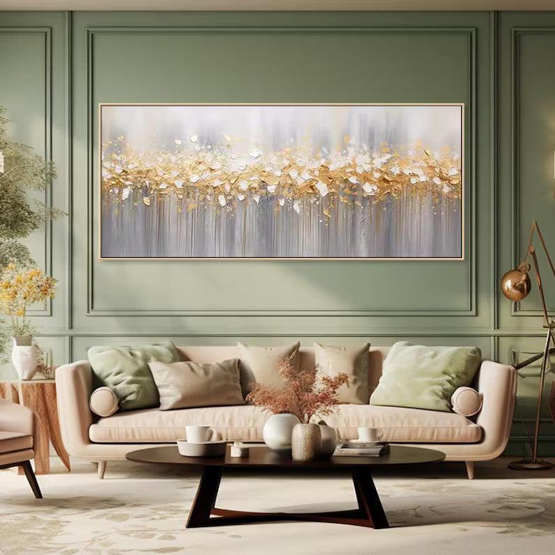Gilded Whisper - Textured Gold Abstract Canvas Painting#AB0602003