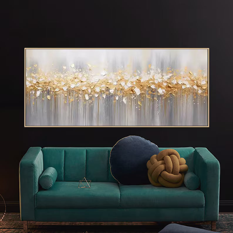 Gilded Whisper - Textured Gold Abstract Canvas Painting#AB0602003
