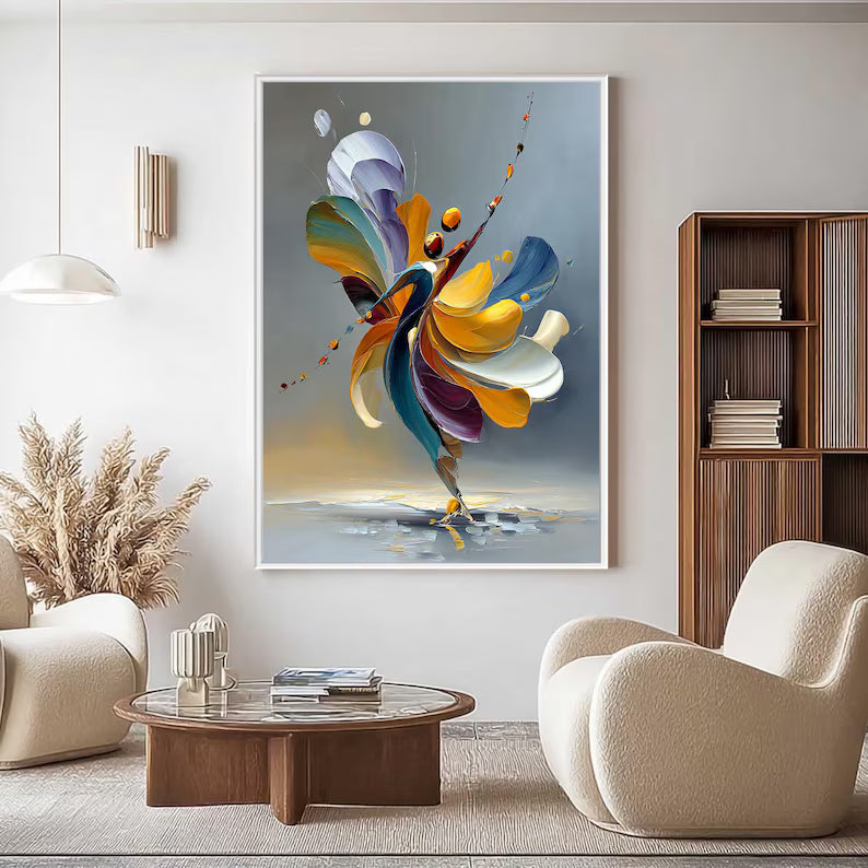 Petal Motion - Colorful Abstract Dancer Canvas Painting#AB0602009