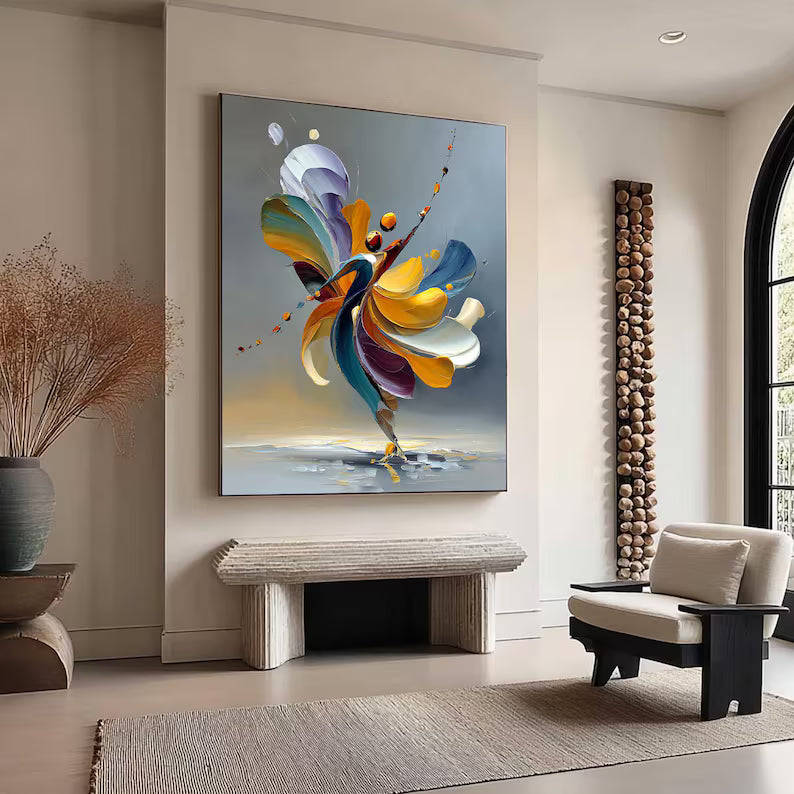 Petal Motion - Colorful Abstract Dancer Canvas Painting#AB0602009