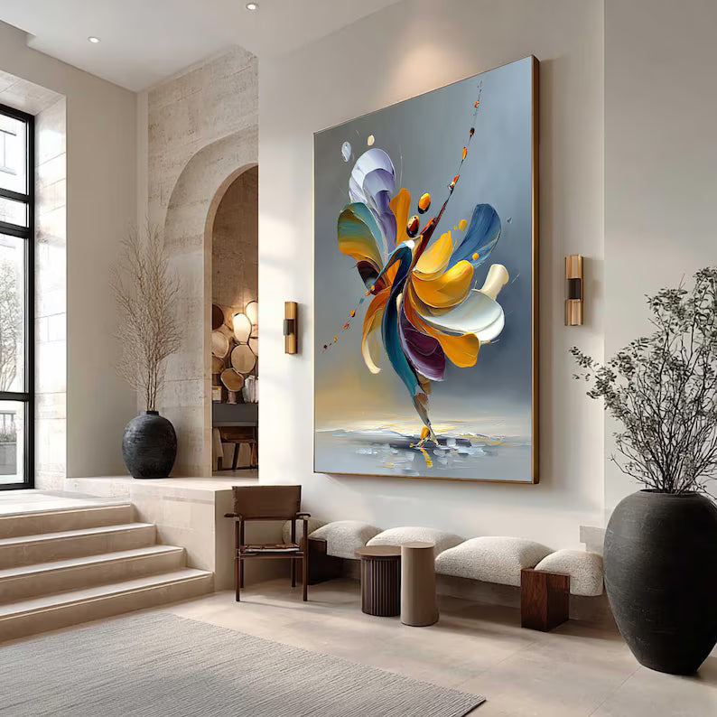 Petal Motion - Colorful Abstract Dancer Canvas Painting#AB0602009