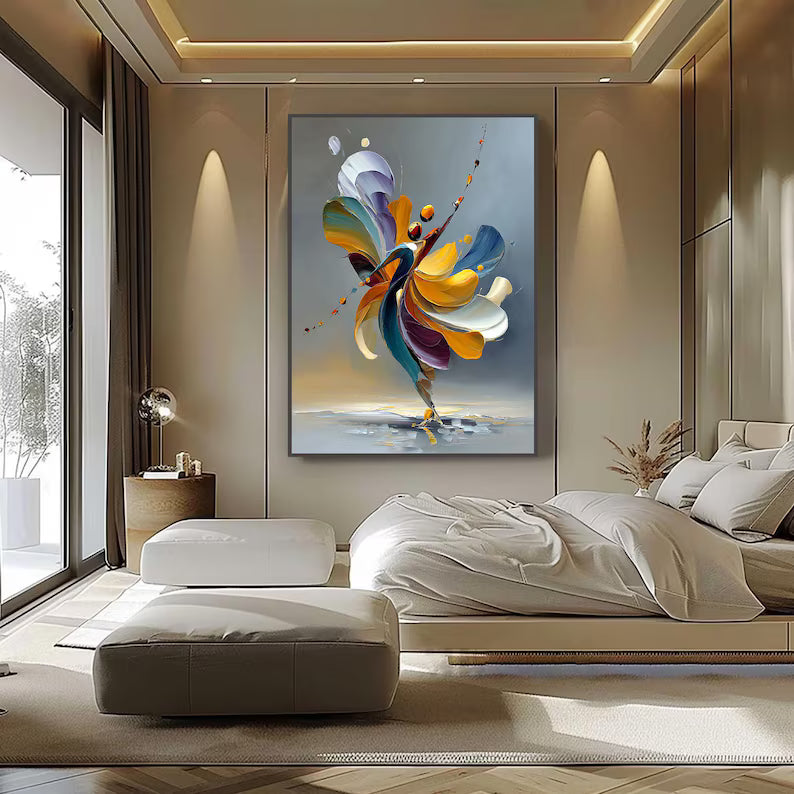 Petal Motion - Colorful Abstract Dancer Canvas Painting#AB0602009