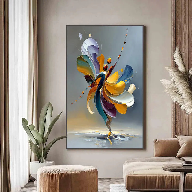 Petal Motion - Colorful Abstract Dancer Canvas Painting#AB0602009