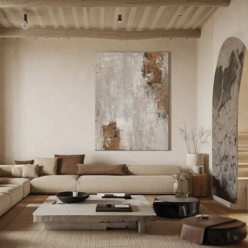 Traces of Time – Wabi-Sabi Textured Abstract Wall Art #AB14022