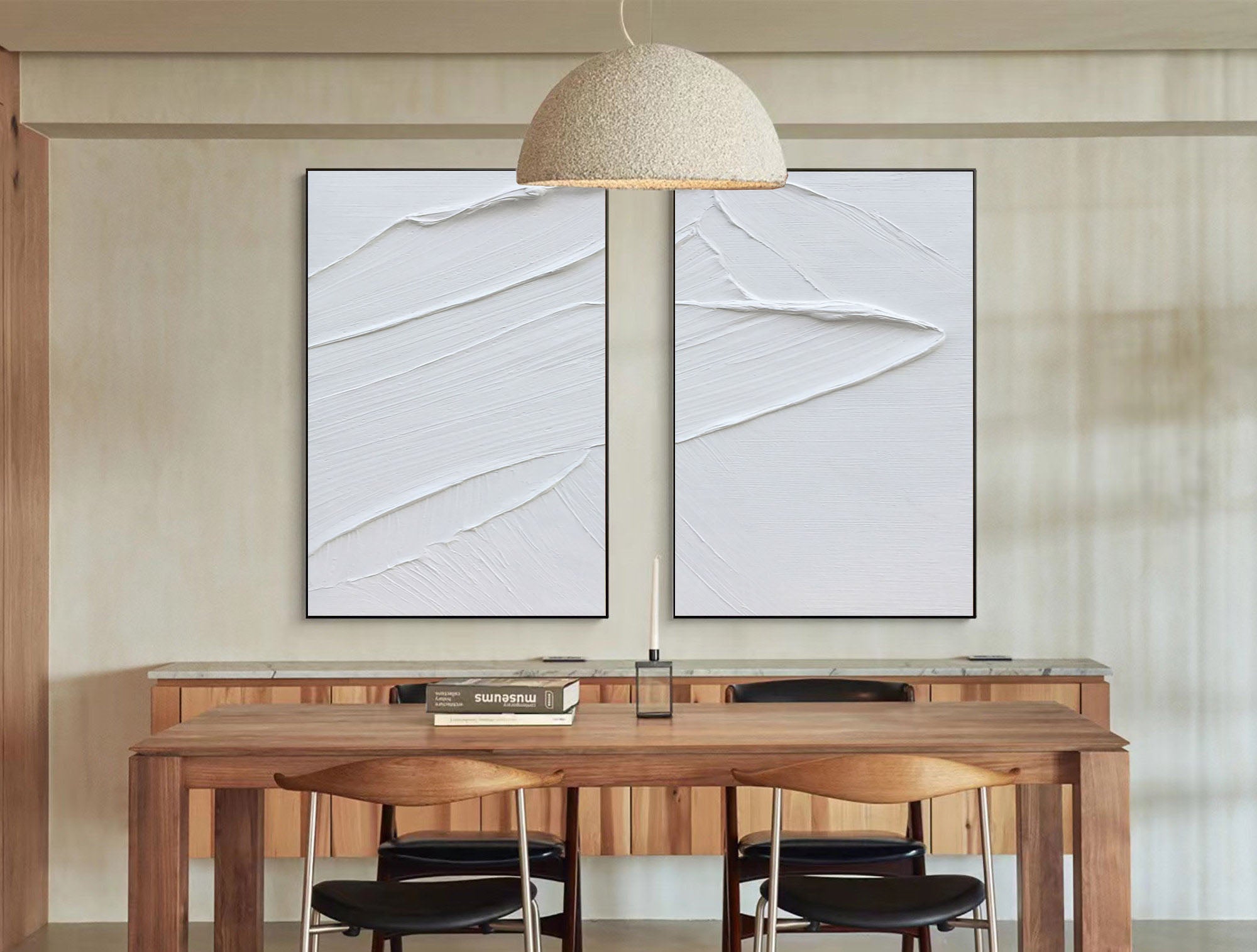 White Minimalist Abstract Painting SET OF 2 #AVG 016