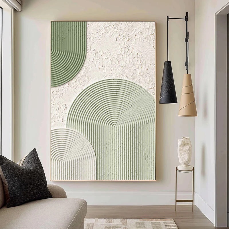 Minimalist Geometric Textured Wall Art for Modern Interiors – Gentle Arc#AB14116