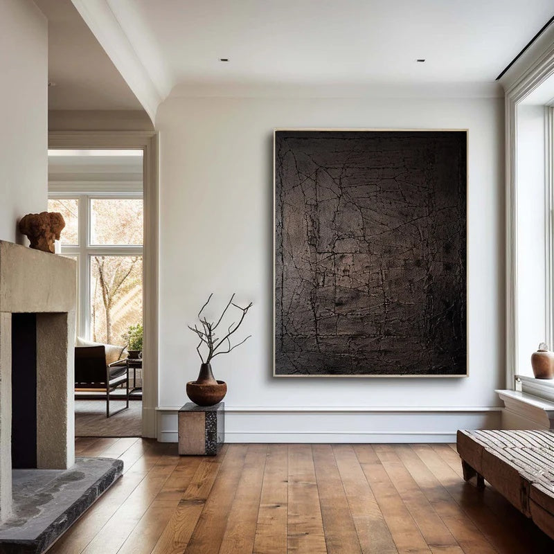 Minimalist Textured Abstract Wall Art for Modern Interiors – Deep Silence#AB14117