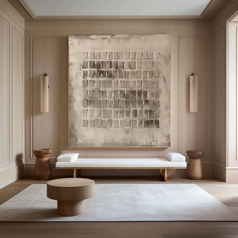 Minimalist Textured Abstract Wall Art for Modern Interiors – Quiet Order#AB14118