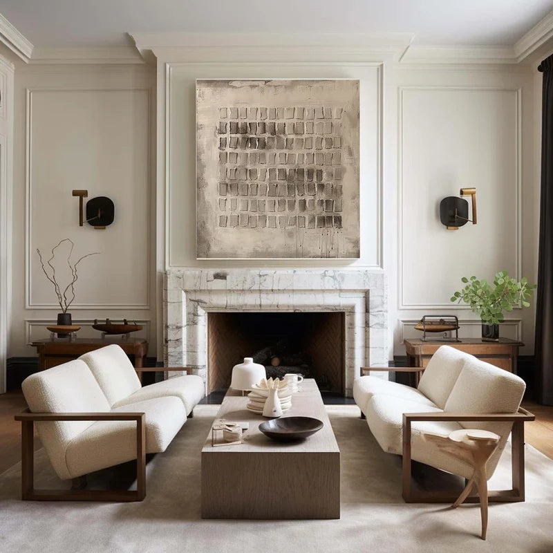 Minimalist Textured Abstract Wall Art for Modern Interiors – Quiet Order#AB14118