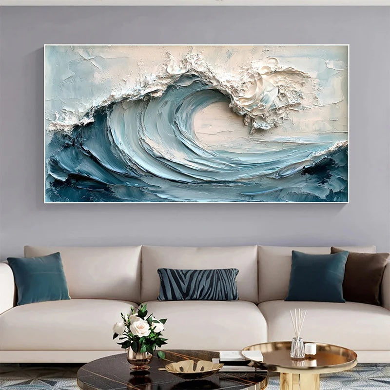 Large Textured Abstract Wall Art for Modern Interiors – Tide in Suspension#AB14119
