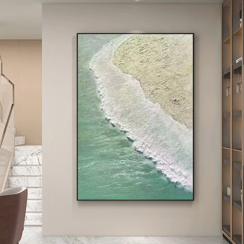 Coastal Waves – Textured Ocean Canvas Wall Art | Beach Home Decor#AB0519045