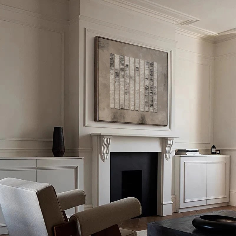 Minimalist Textured Abstract Wall Art for Modern Interiors – Vertical Rhythm#AB14120