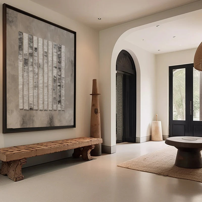 Minimalist Textured Abstract Wall Art for Modern Interiors – Vertical Rhythm#AB14120