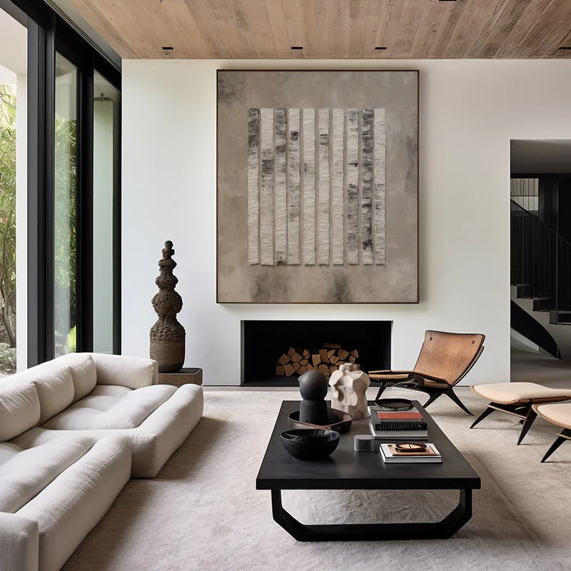 Minimalist Textured Abstract Wall Art for Modern Interiors – Vertical Rhythm#AB14120