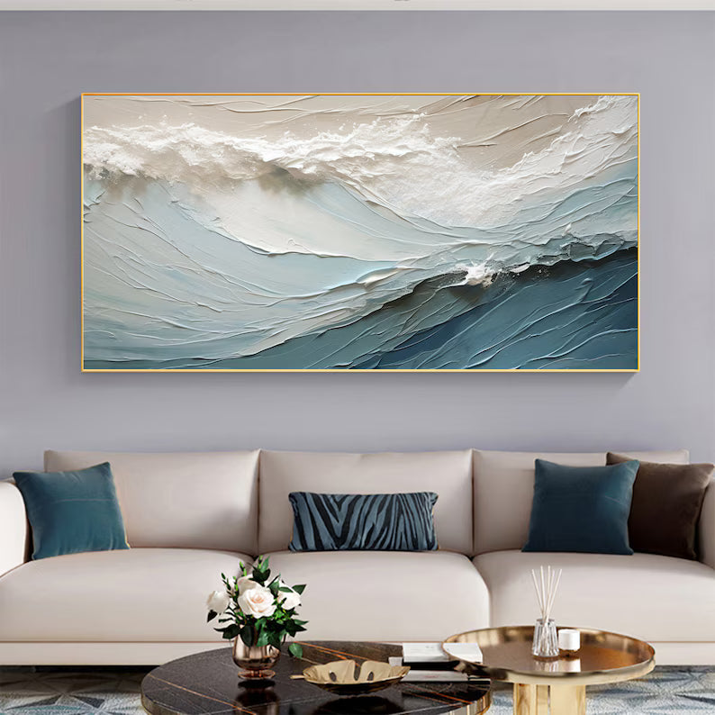 Calm Tide – 3D Sea Wave And Spray Texture Wall Art#AB14014