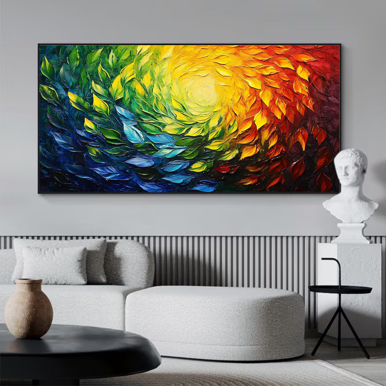 Vortex of Colors – Colorful Textured Abstract Impasto Wall Art#AB14020