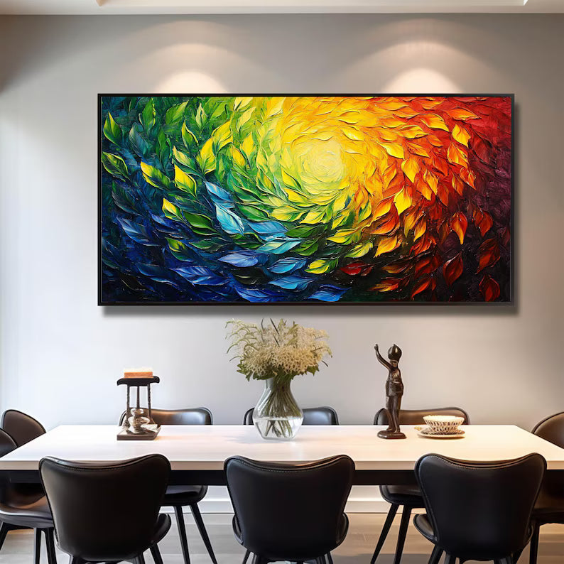 Vortex of Colors – Colorful Textured Abstract Impasto Wall Art#AB14020