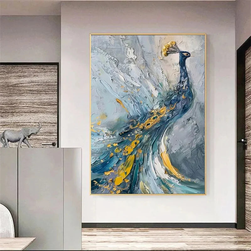 Royal Peacock – Textured Abstract Canvas Art#AB0519003