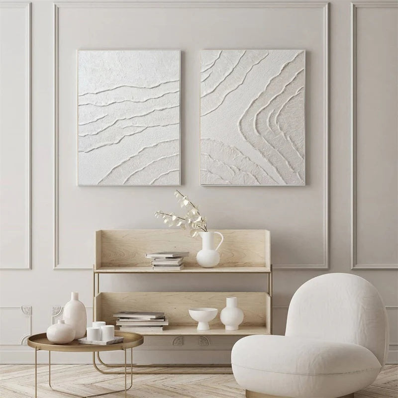 Minimalist Textured Abstract Diptych Wall Art for Modern Interiors – Silent Contours#AB14126