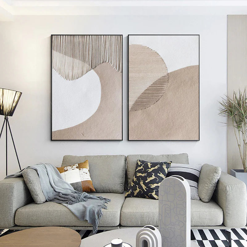 Beige & Brown Abstract Painting SET OF 2 #art2643